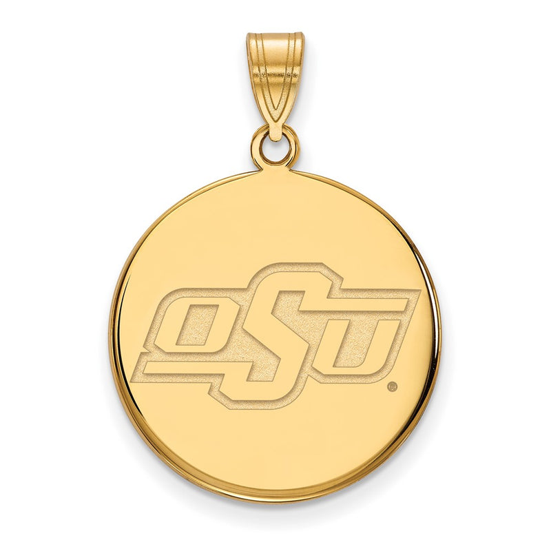 Gold Plated Sterling Silver Logoart Oklahoma State University O S U Large Disc Pendant