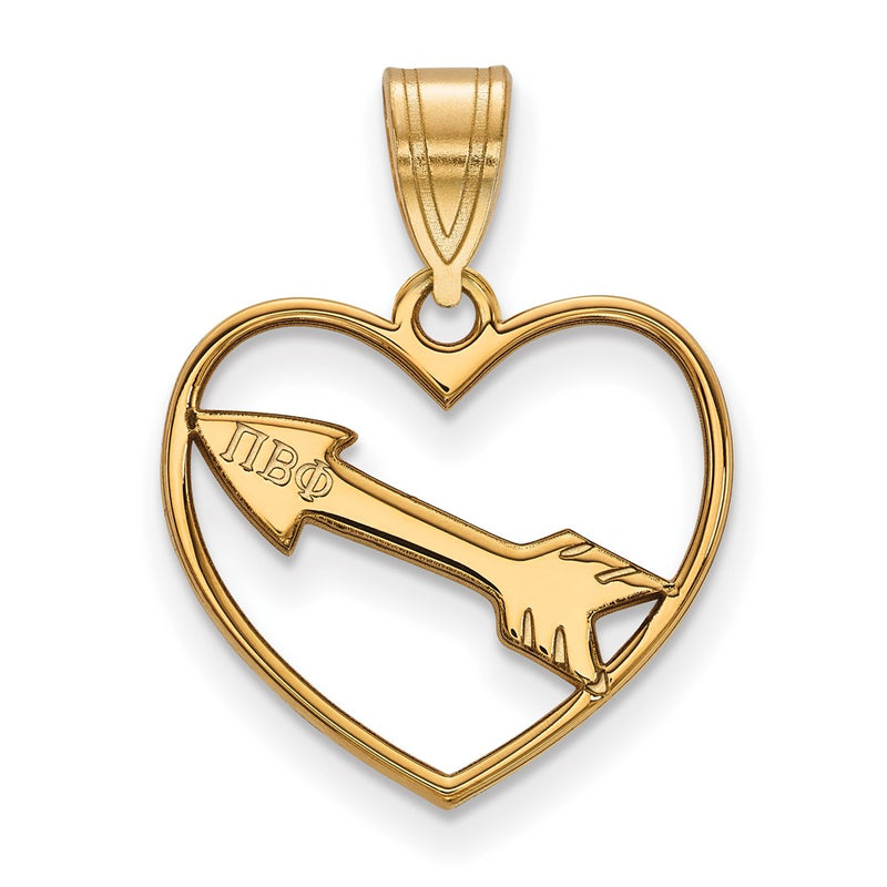 Gold Plated Sterling Silver Logoart Pi Beta Phi Sorority Symbol Heart Pendant