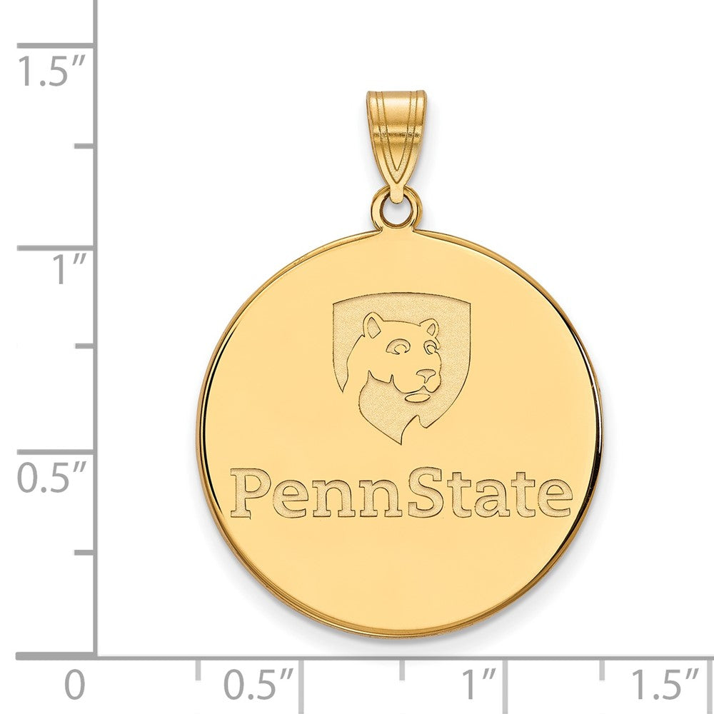 Gold Plated Sterling Silver Logoart Penn State University Extra Large Disc Pendant