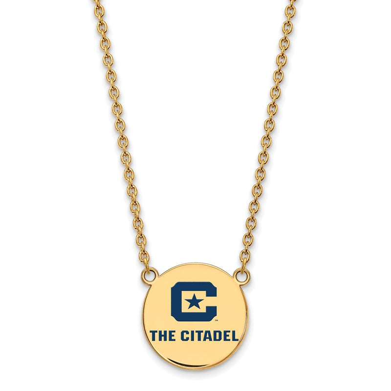 Gold Plated Sterling Silver Gp Logoart The Citadel Large Enamel Pendant Necklace