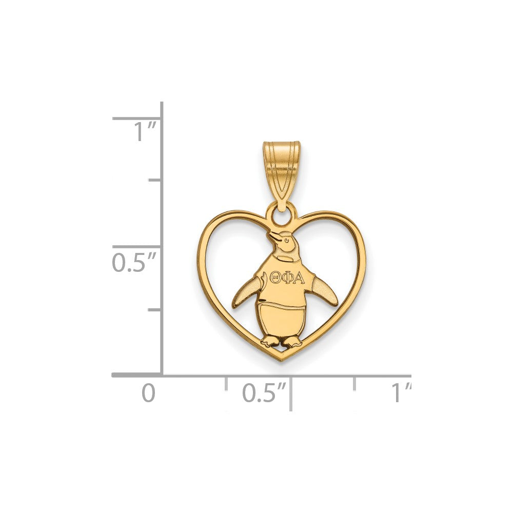 Gold Plated Sterling Silver Logoart Theta Phi Alpha Sorority Symbol Heart Pendant