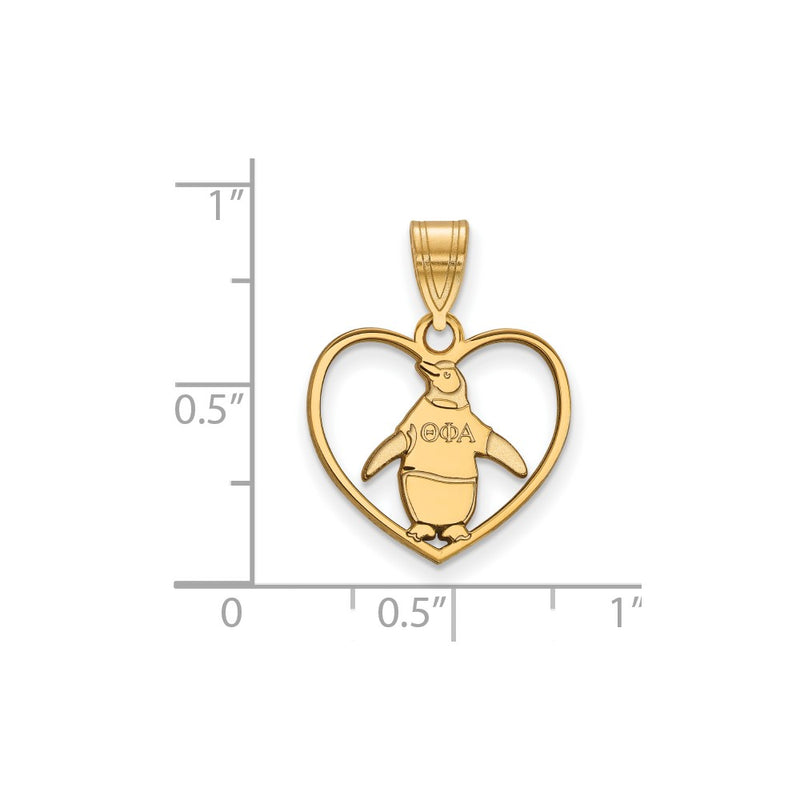 Gold Plated Sterling Silver Logoart Theta Phi Alpha Sorority Symbol Heart Pendant
