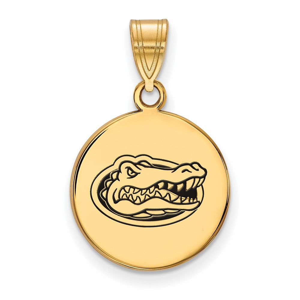 Gold Plated Sterling Silver Logoart University Of Florida Gator Medium Enameled Disc Pendant
