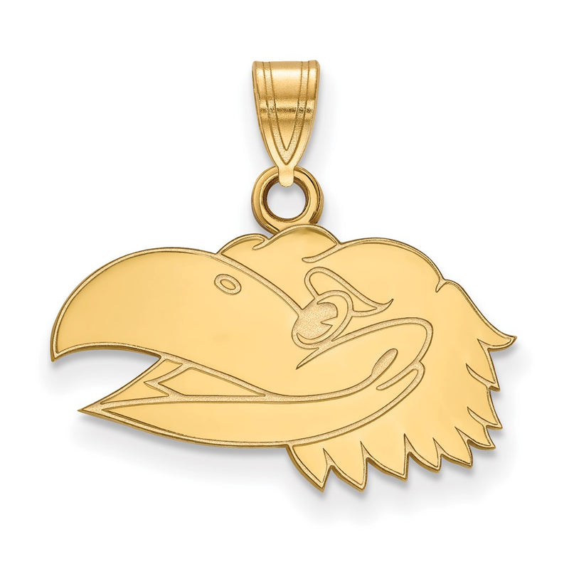 Gold Plated Sterling Silver Logoart University Of Kansas Jayhawk Small Pendant