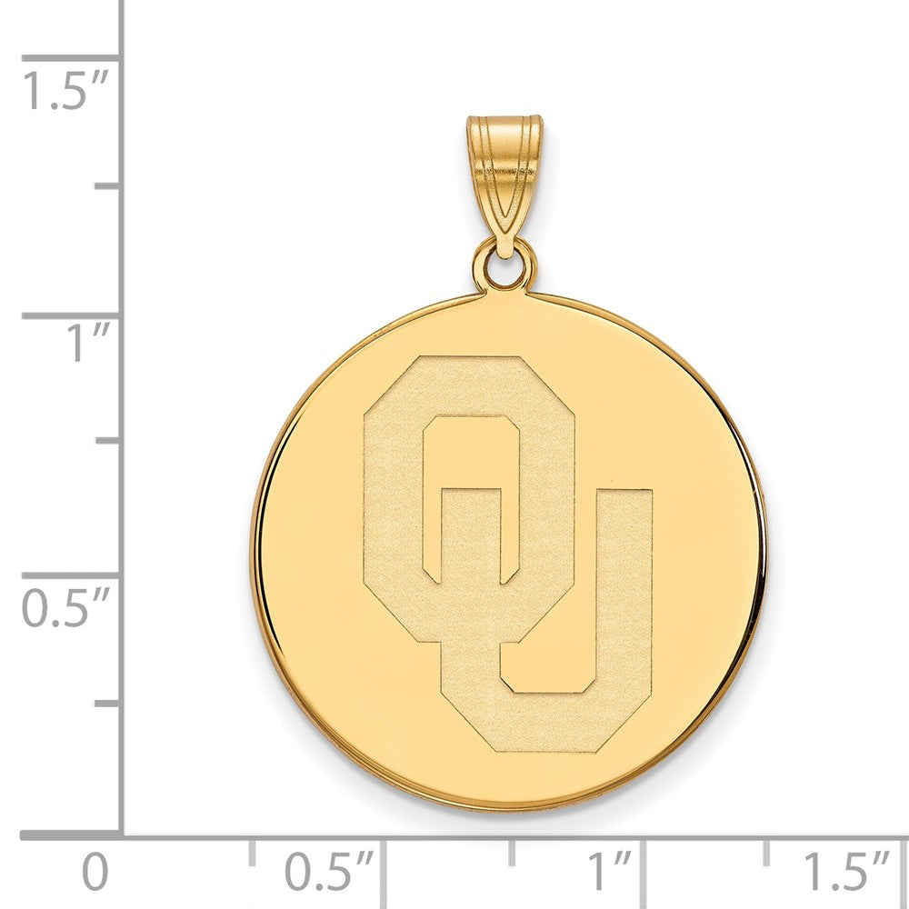 Gold Plated Sterling Silver Logoart University Of Oklahoma O U Extra Large Disc Pendant