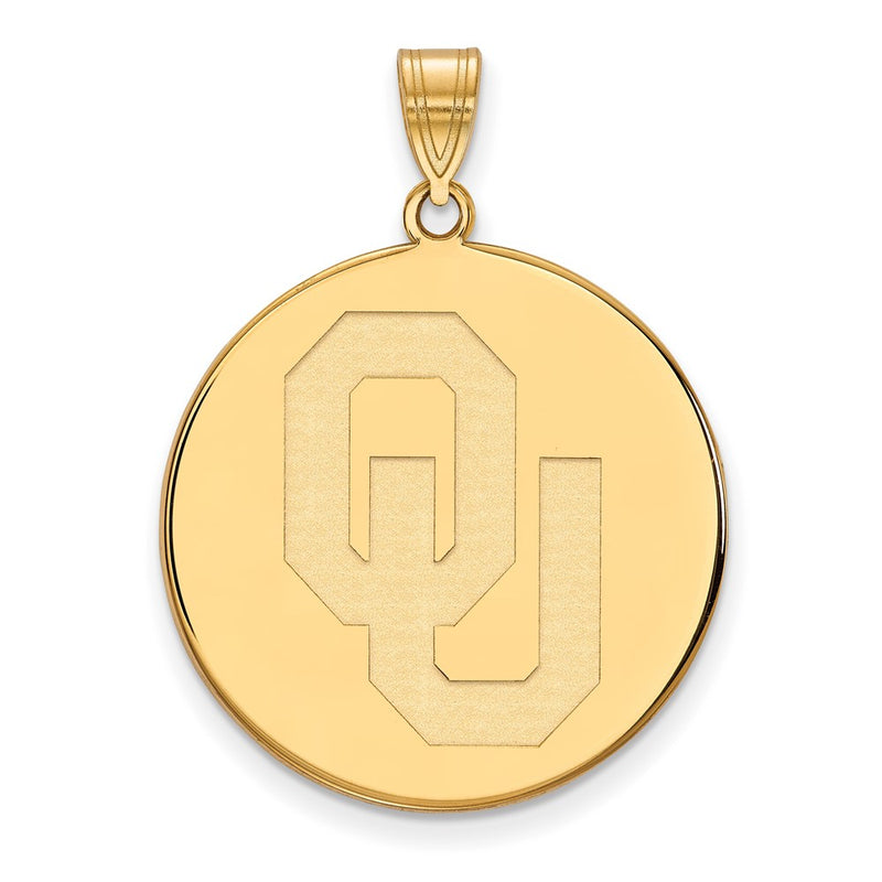 Gold Plated Sterling Silver Logoart University Of Oklahoma O U Extra Large Disc Pendant
