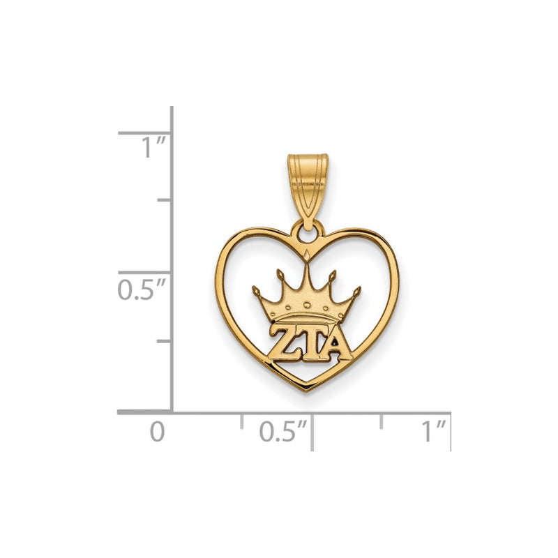 Gold Plated Sterling Silver Logoart Zeta Tau Alpha Sorority Symbol Heart Pendant