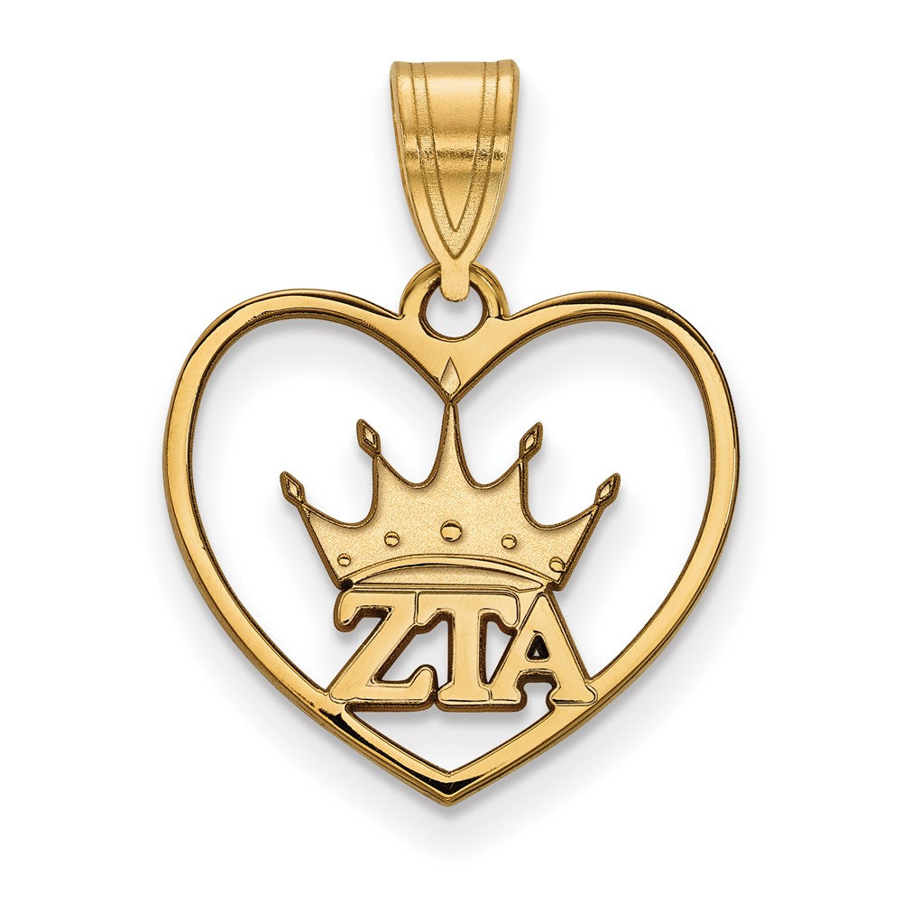 Gold Plated Sterling Silver Logoart Zeta Tau Alpha Sorority Symbol Heart Pendant