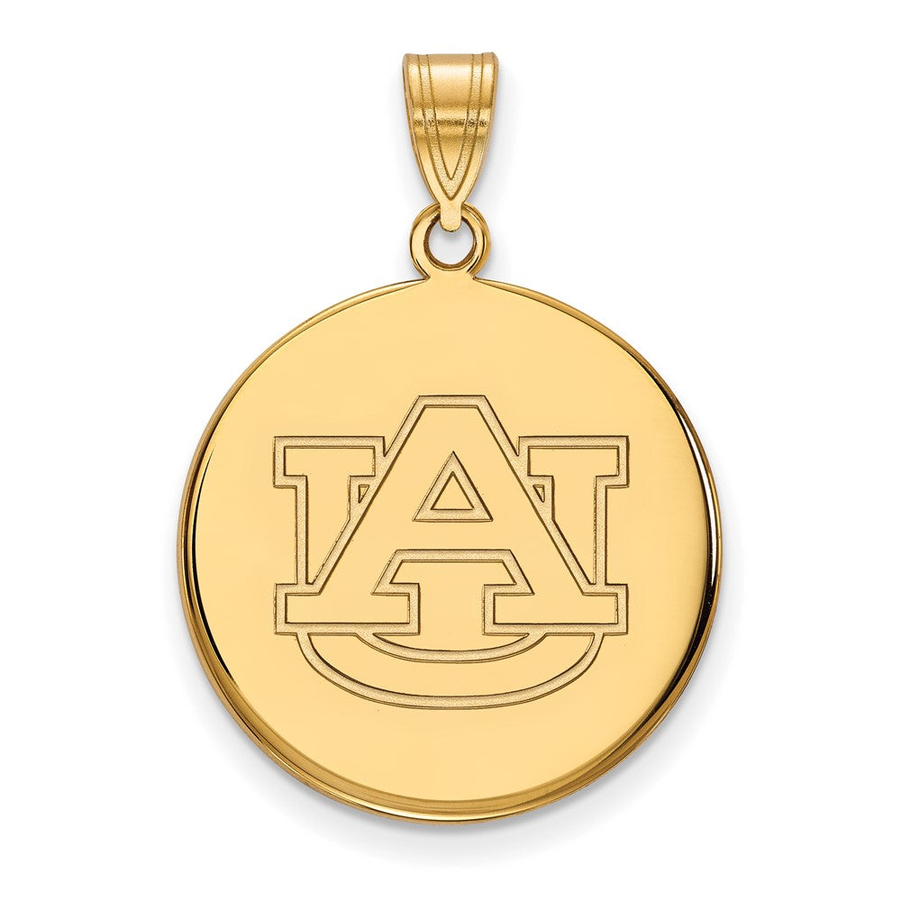 Gold Plated Sterling Silver Logoart Auburn University Large Disc Pendant