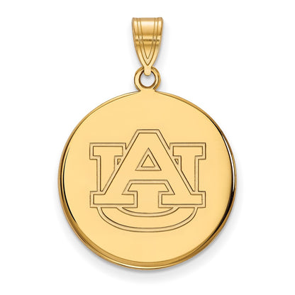 Gold Plated Sterling Silver Logoart Auburn University Large Disc Pendant