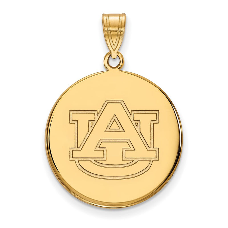 Gold Plated Sterling Silver Logoart Auburn University Large Disc Pendant