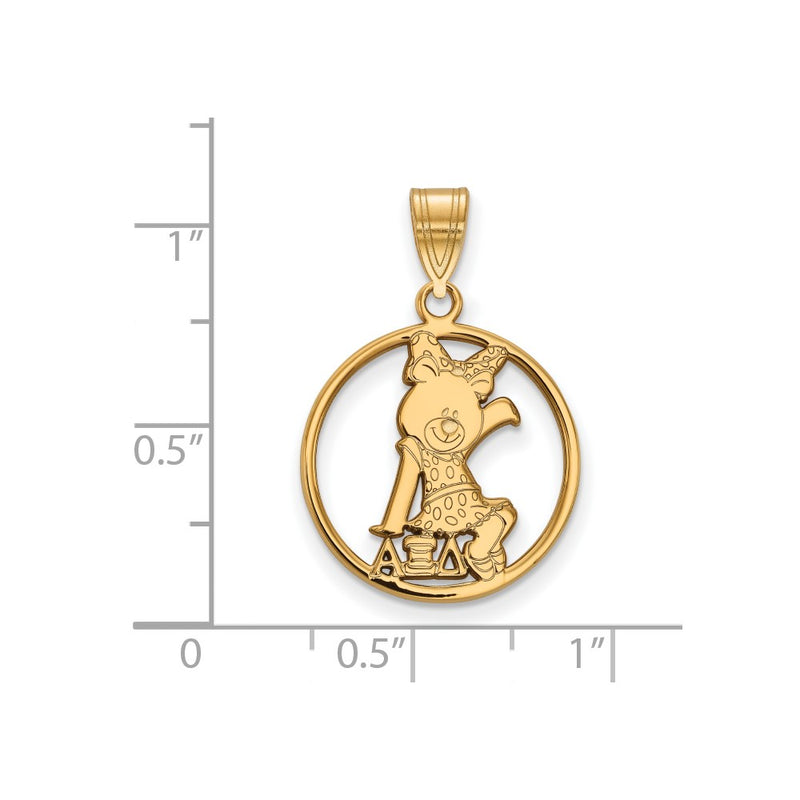Gold Plated Sterling Silver Logoart Alpha Xi Delta Sorority Symbol Medium Circle Pendant
