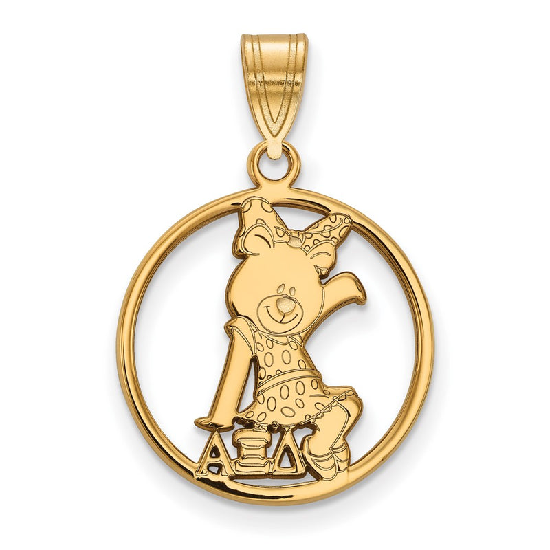 Gold Plated Sterling Silver Logoart Alpha Xi Delta Sorority Symbol Medium Circle Pendant