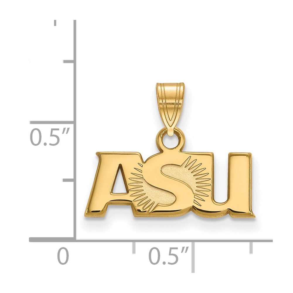 Gold Plated Sterling Silver Logoart Arizona State University A S U Small Pendant