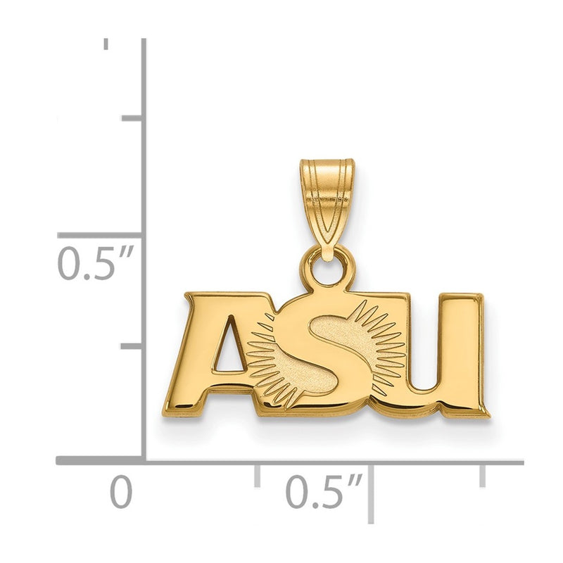 Gold Plated Sterling Silver Logoart Arizona State University A S U Small Pendant