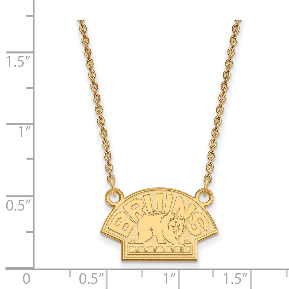 10K Yellow Gold Nhl Logoart Boston Bruins Small Pendant 18 Inch Necklace
