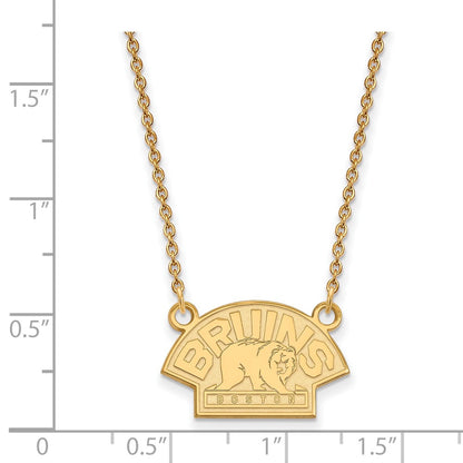 10K Yellow Gold Nhl Logoart Boston Bruins Small Pendant 18 Inch Necklace
