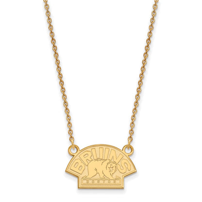 10K Yellow Gold Nhl Logoart Boston Bruins Small Pendant 18 Inch Necklace