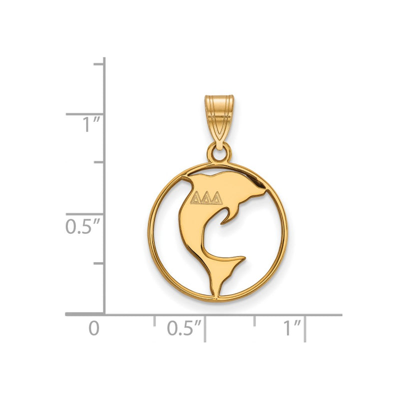 Gold Plated Sterling Silver Logoart Delta Sorority Symbol Medium Circle Pendant
