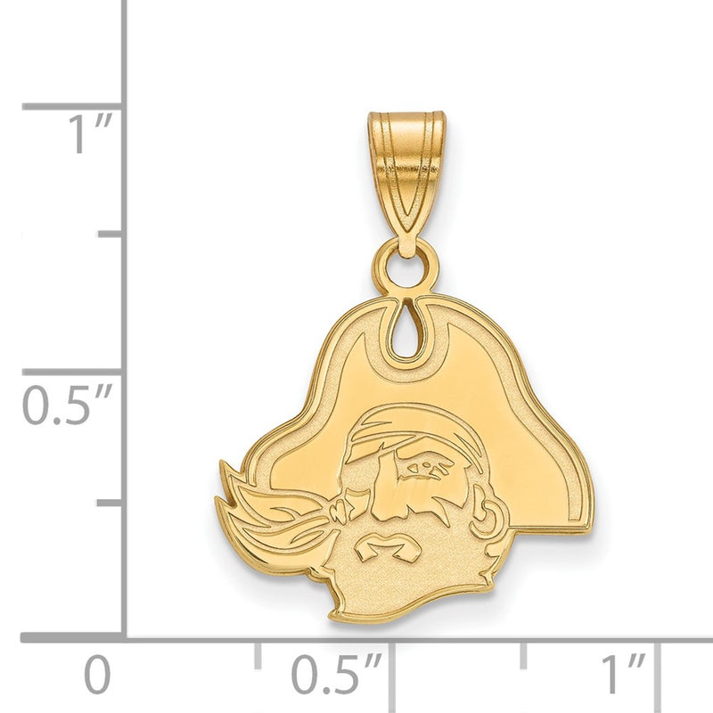 Gold Plated Sterling Silver Logoart East Carolina University Pirate Medium Pendant