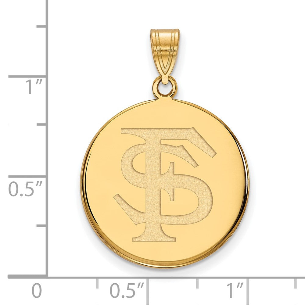 Gold Plated Sterling Silver Logoart Florida State University F S Large Disc Pendant