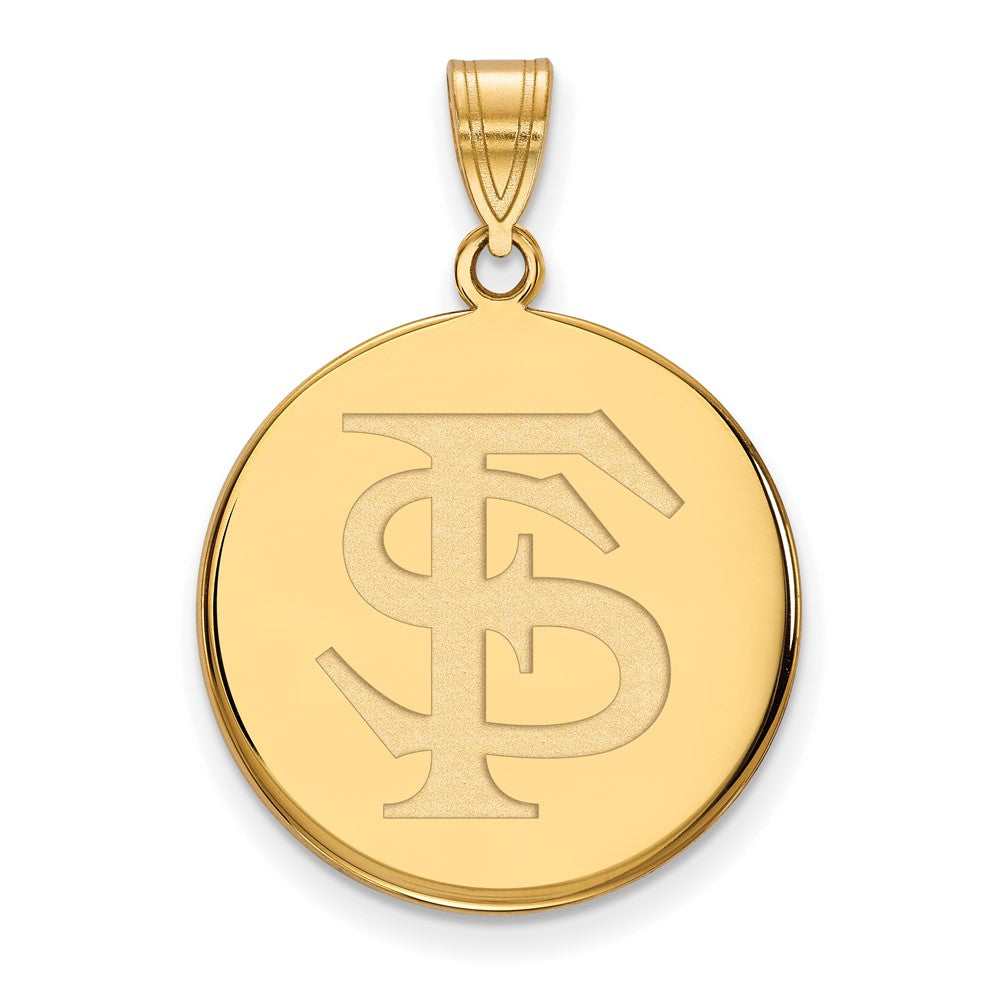 Gold Plated Sterling Silver Logoart Florida State University F S Large Disc Pendant