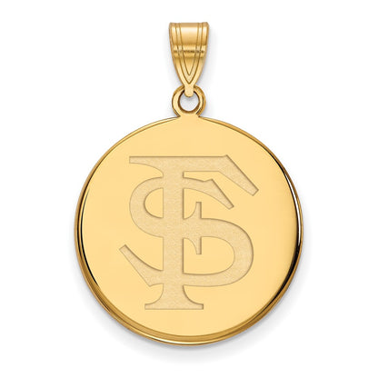 Gold Plated Sterling Silver Logoart Florida State University F S Large Disc Pendant