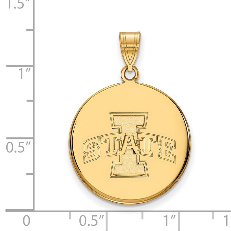 14K Yellow Gold Logoart Iowa State University Large Disc Pendant