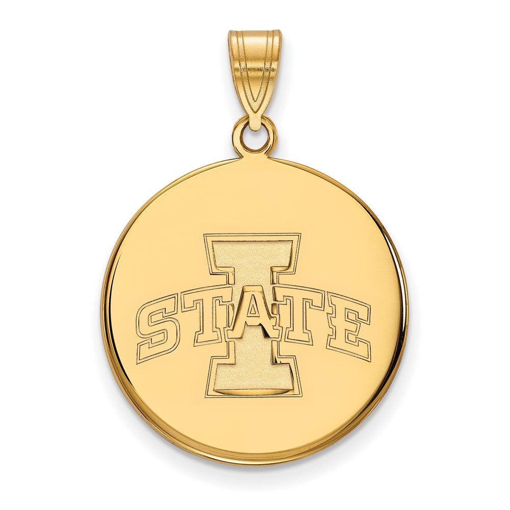 Gold Plated Sterling Silver Logoart Iowa State University Large Disc Pendant