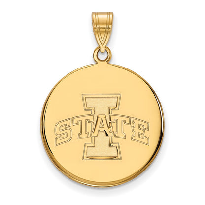 Gold Plated Sterling Silver Logoart Iowa State University Large Disc Pendant