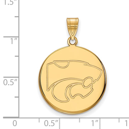 14K Yellow Gold Logoart Kansas State University Wildcat Large Disc Pendant