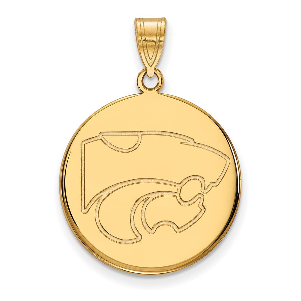 14K Yellow Gold Logoart Kansas State University Wildcat Large Disc Pendant