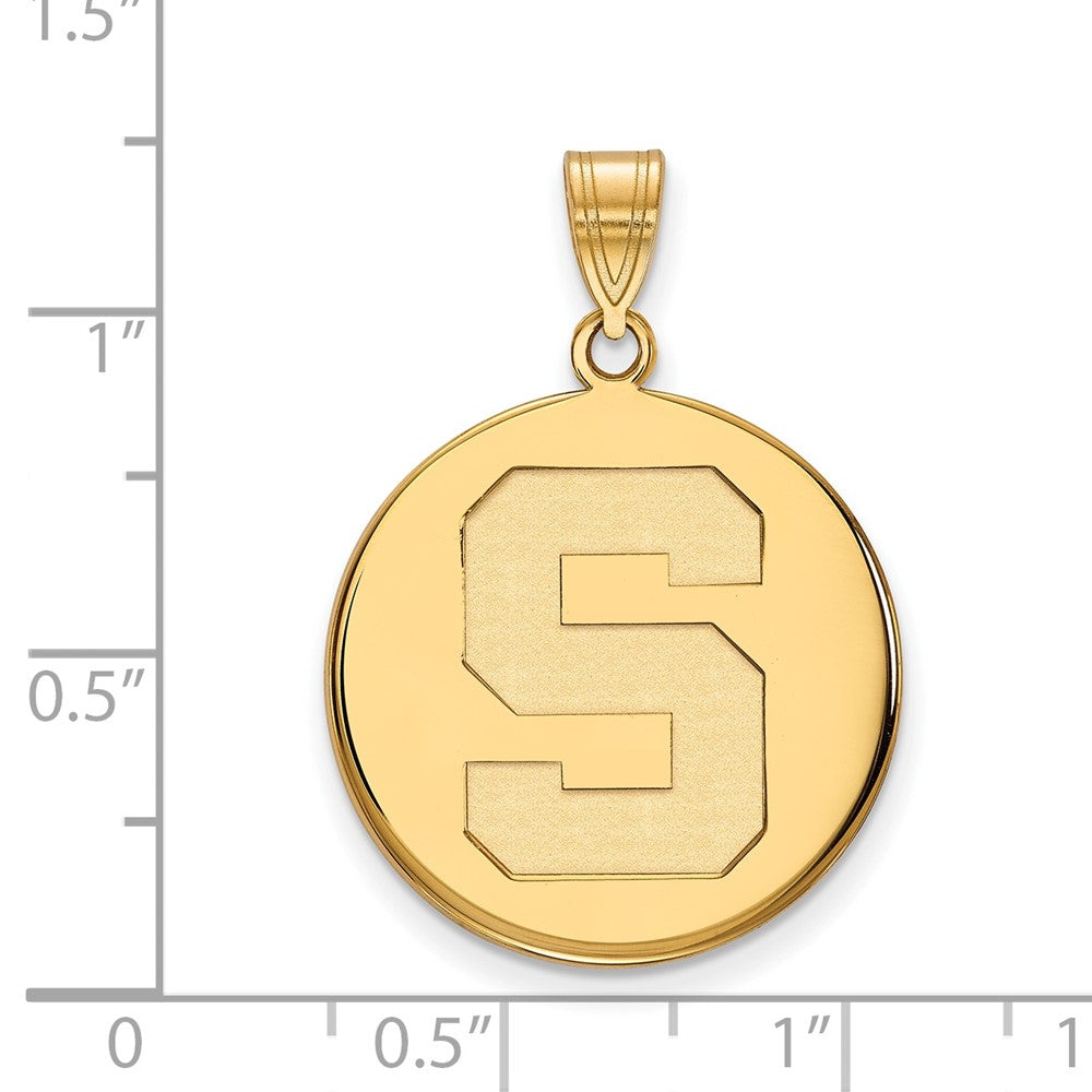 14K Yellow Gold Logoart Michigan State University Letter S Large Disc Pendant
