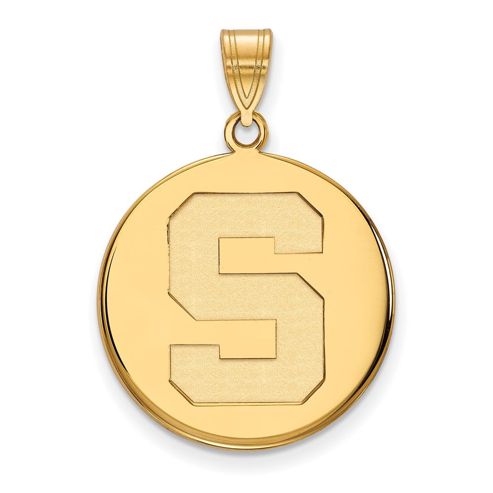 14K Yellow Gold Logoart Michigan State University Letter S Large Disc Pendant