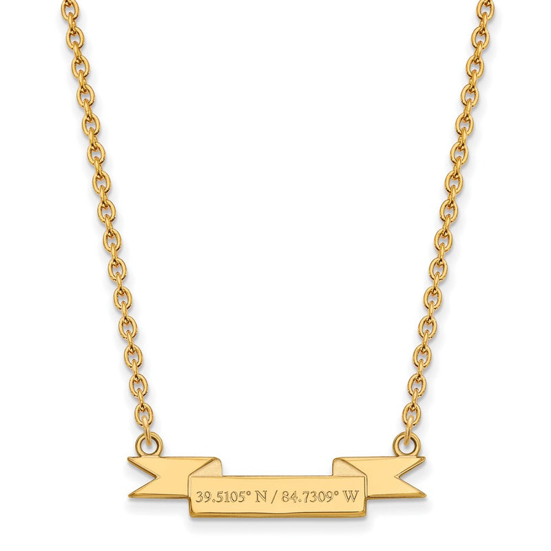 Gold Plated Sterling Silver Logoart Miami University Ohio Small Latitude Banner Pendant 18 Inch Necklace