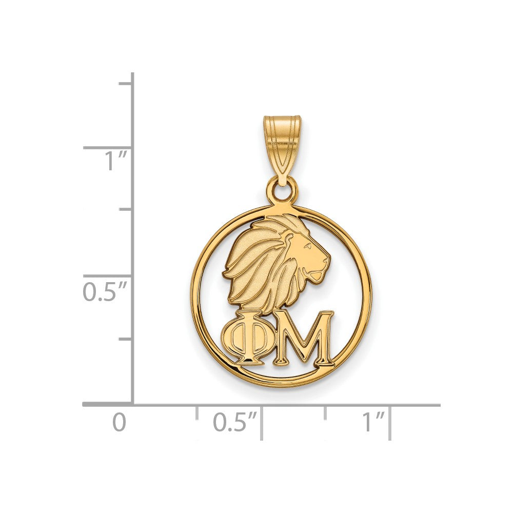 Gold Plated Sterling Silver Logoart Phi Mu Sorority Symbol Small Circle Pendant
