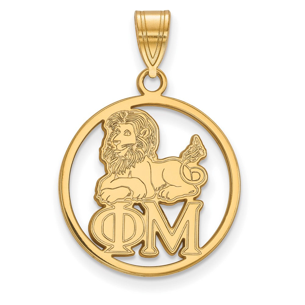 Gold Plated Sterling Silver Logoart Phi Mu Sorority Symbol Small Circle Pendant