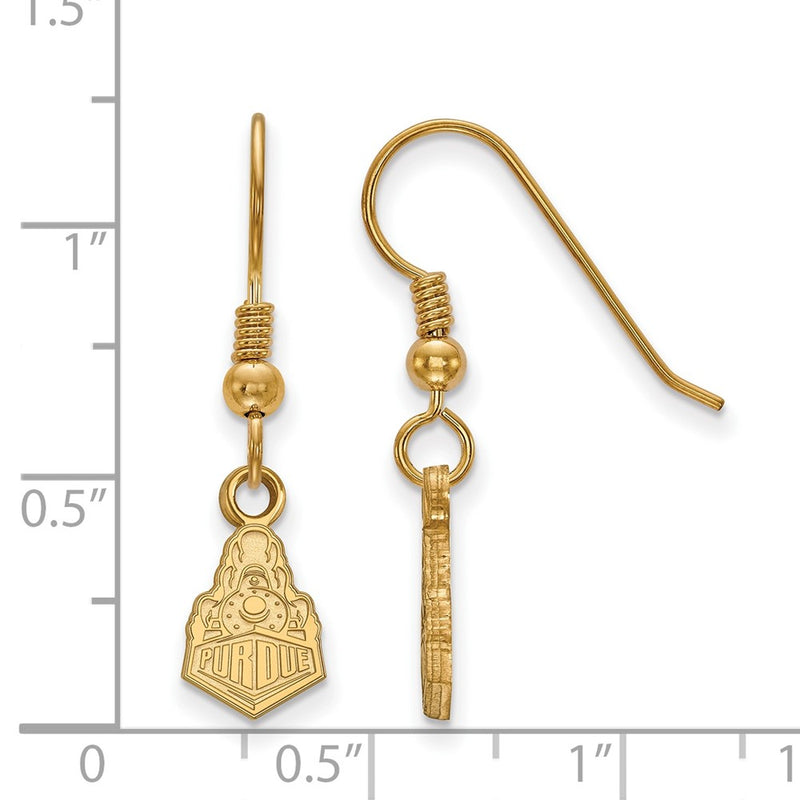 Gold Plated Sterling Silver Logoart Purdue University Boilermakers Train Logo Extra Small Dangle Wire Earrings
