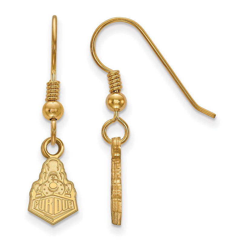 Gold Plated Sterling Silver Logoart Purdue University Boilermakers Train Logo Extra Small Dangle Wire Earrings