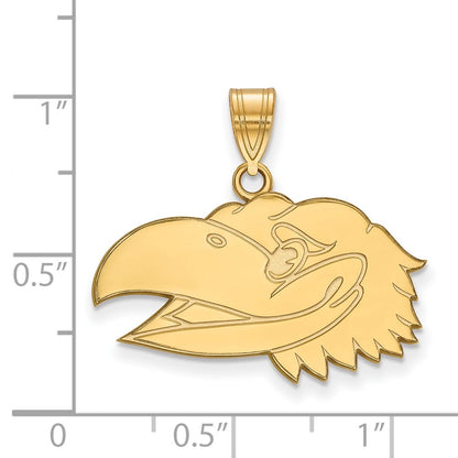 Gold Plated Sterling Silver Logoart University Of Kansas Jayhawk Medium Pendant