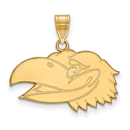Gold Plated Sterling Silver Logoart University Of Kansas Jayhawk Medium Pendant