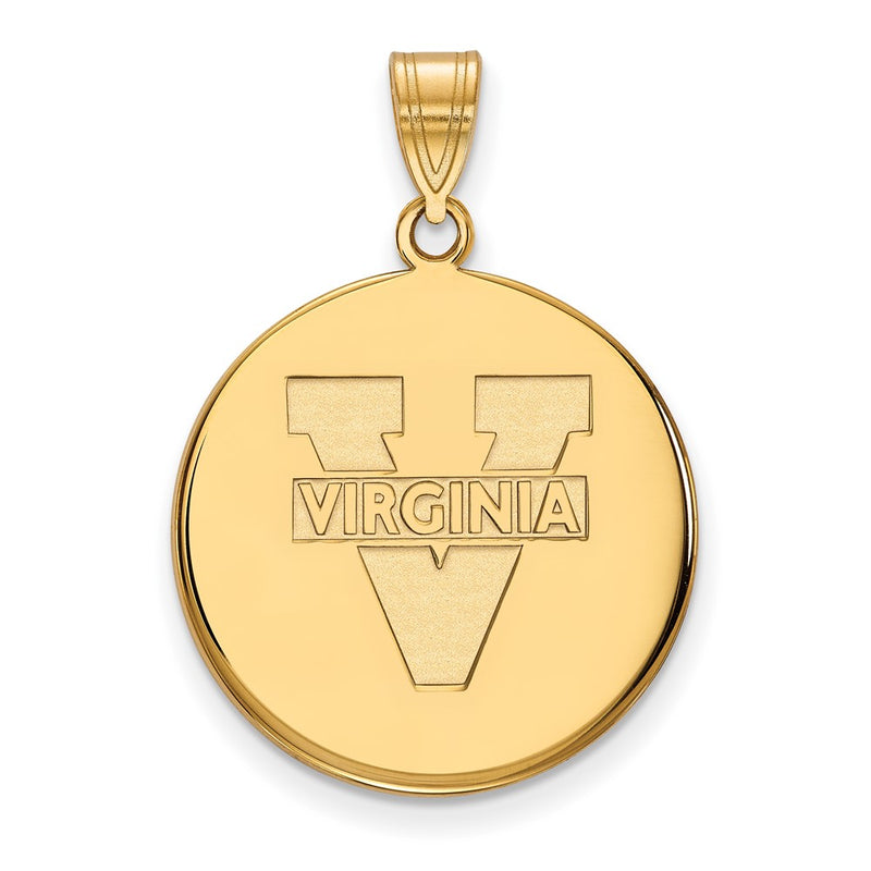 Gold Plated Sterling Silver Logoart University Of Virginia Large Disc Pendant
