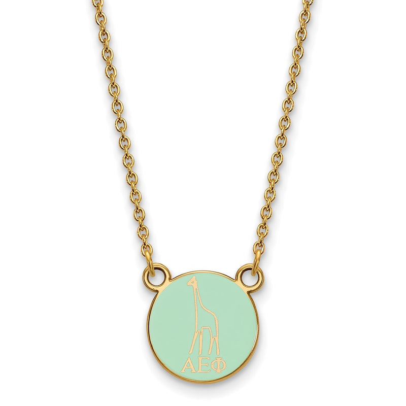 Gold Plated Sterling Silver Logoart Alpha Epsilon Phi Extra Sorority Symbol Small Color Enamel Pendant 18 Inch Necklace