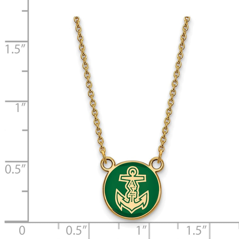 Gold Plated Sterling Silver Logoart Alpha Sigma Tau Sorority Symbol Small Color Enamel Pendant 18 Inch Necklace