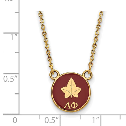 Gold Plated Sterling Silver Logoart Alpha Phi Sorority Symbol Small Color Enamel Pendant 18 Inch Necklace