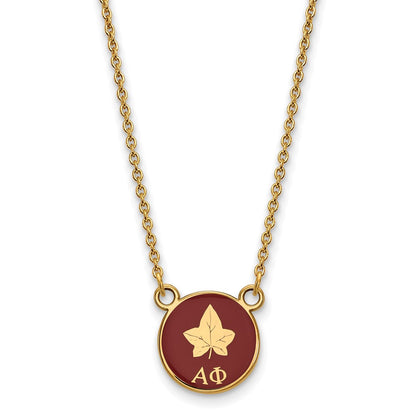 Gold Plated Sterling Silver Logoart Alpha Phi Sorority Symbol Small Color Enamel Pendant 18 Inch Necklace