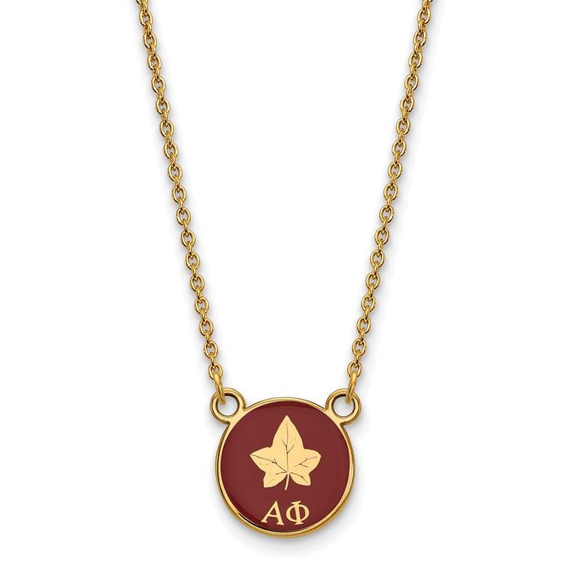 Gold Plated Sterling Silver Logoart Alpha Phi Sorority Symbol Small Color Enamel Pendant 18 Inch Necklace