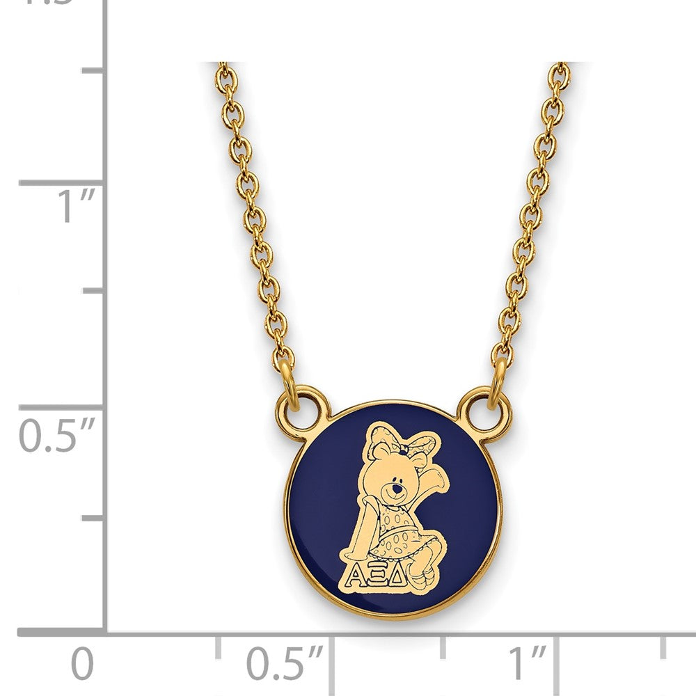 Gold Plated Sterling Silver Logoart Alpha Xi Delta Sorority Symbol Small Color Enamel Pendant 18 Inch Necklace