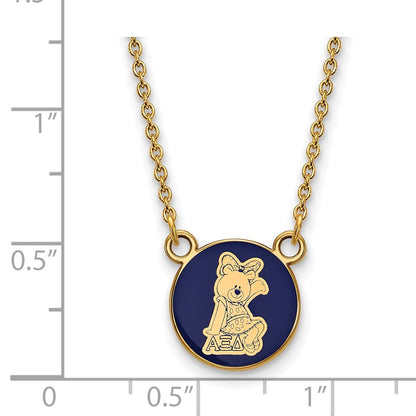Gold Plated Sterling Silver Logoart Alpha Xi Delta Sorority Symbol Small Color Enamel Pendant 18 Inch Necklace