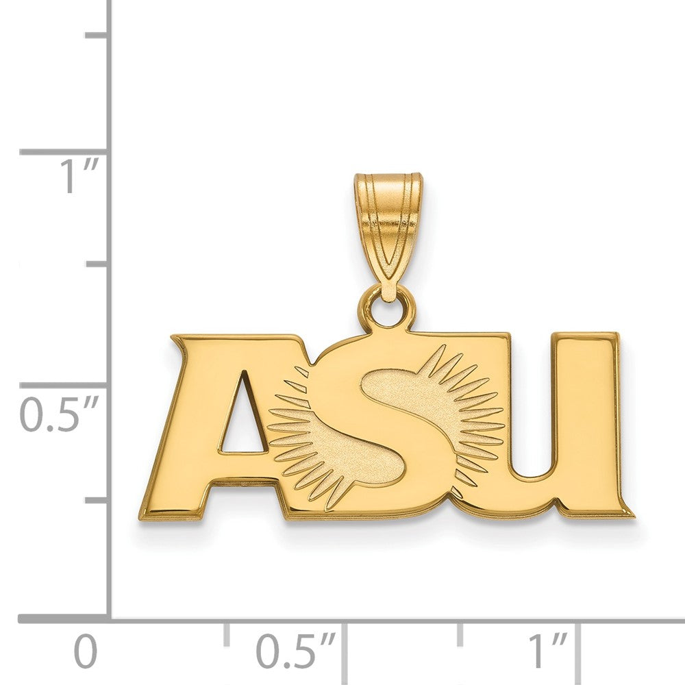 Gold Plated Sterling Silver Logoart Arizona State University A S U Large Pendant